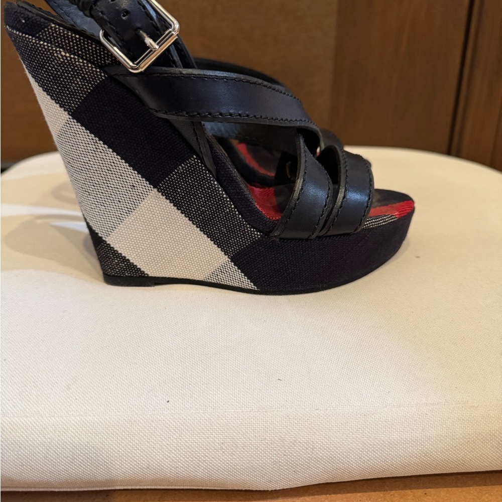 Burberry Black and White Wedges